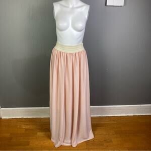 Siren Summer pink satin skirt medium Tahari NWT crochet maxi princess Grecian